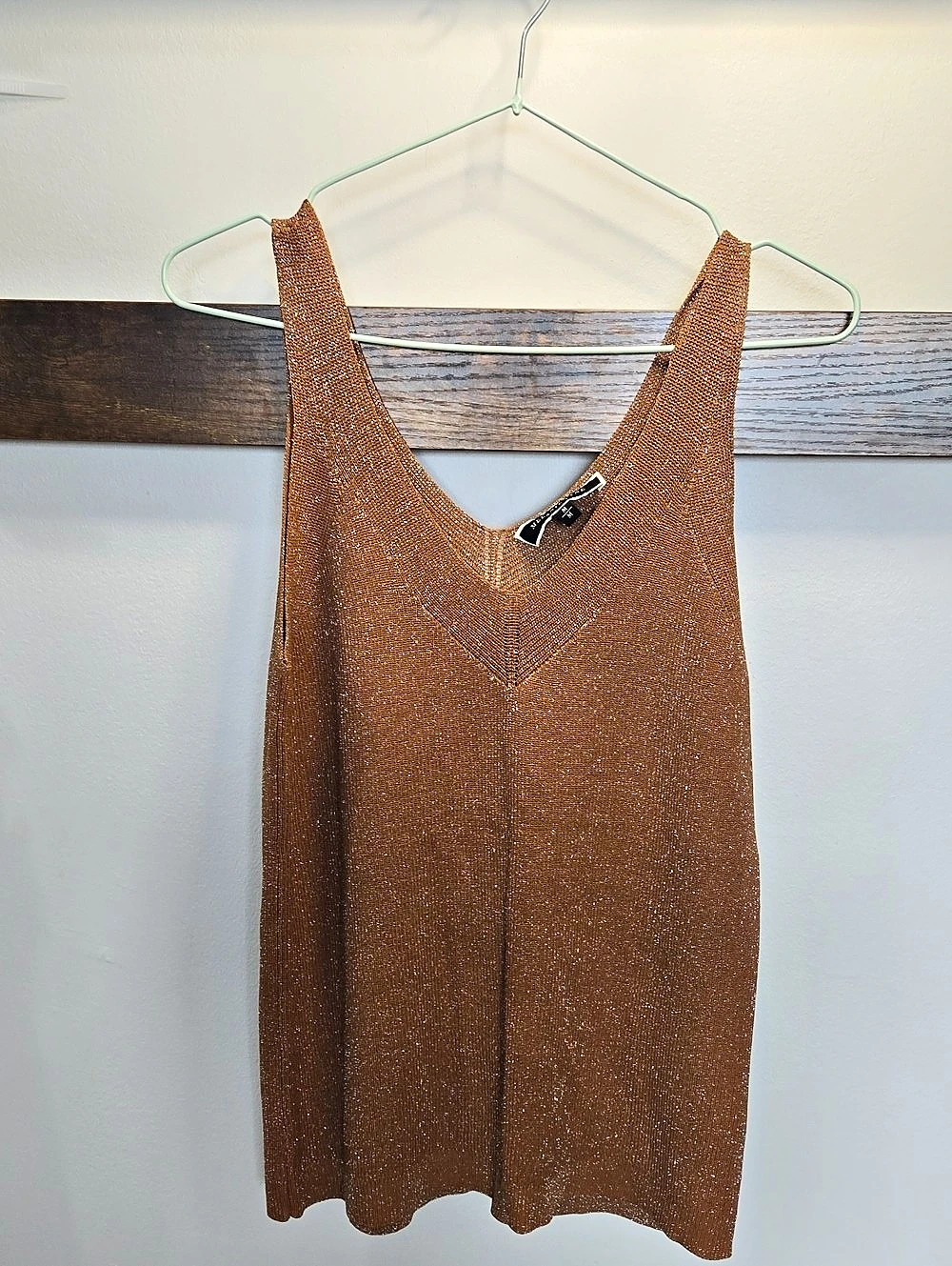 Bronze Metallic Knit Tank Top in Brown Like New
